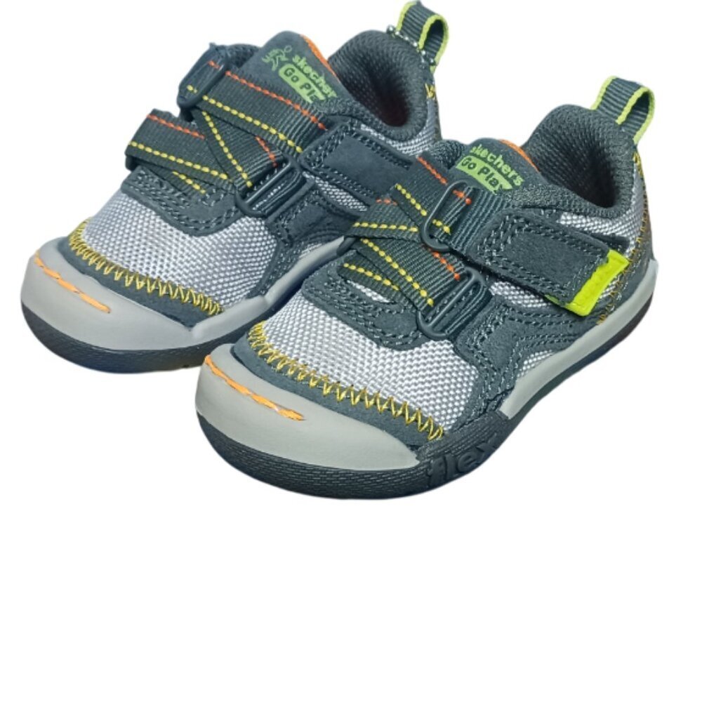 Skechers Baby Boys' Flex Play-Easy Pick Sneaker Charcoal/Grey 4 Medium Toddlers